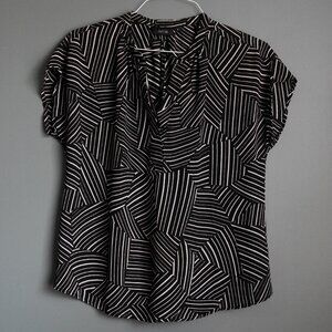 2/$13 Apt. 9 Flowy Business Top, Black & White Striped - Size Medium